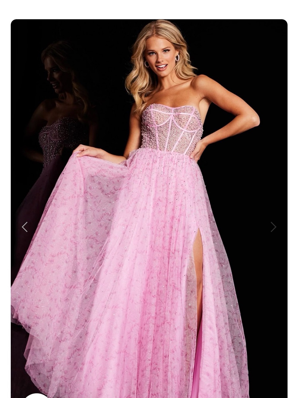 Jovani Pink Sheer Corset Pearl/Rhinestone Dress NWT $1,100 Size 6 - Picture 2 of 15